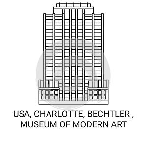 Usa, Charlotte, Bechtler , Museum Of Modern Art travel landmark vector illustration