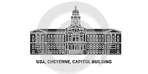 Usa, Cheyenne, Capitol Building travel landmark vector illustration