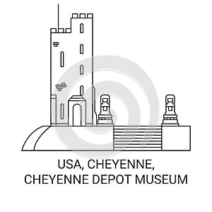 Usa, Cheyenne, Cheyenne Depot Museum travel landmark vector illustration