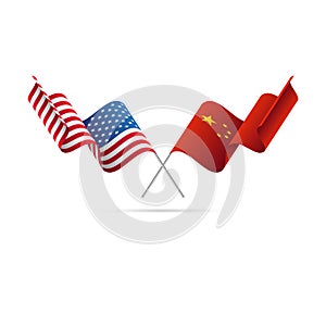 USA and China flags. Vector illustration.