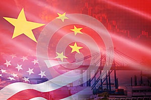 USA and China trade war economy conflict tax business finance money - United States raised taxes on imports of goods from China on