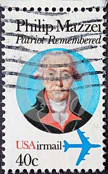 USA - Circa 1980 : a postage stamp printed in the US showing a portrait of the Italian physician, merchant, horticulturalist and c