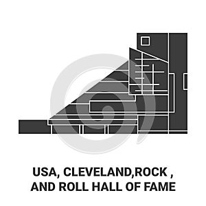 Usa, Cleveland,Rock , And Roll Hall Of Fame travel landmark vector illustration