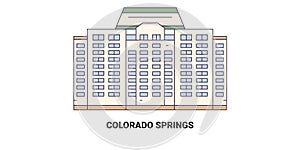 Usa. Colorado Springs travel landmark vector illustration