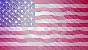USA colors, stars and glowing stripes abstract grunge blot background. Independence Day seamless motion design.
