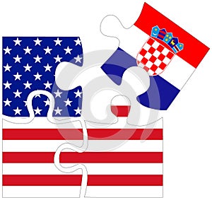 USA - Croatia : puzzle shapes with flag