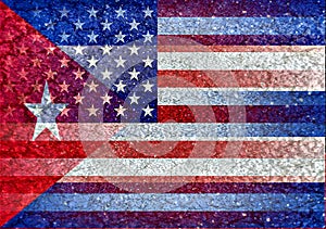Usa and Cuba Flag Blended