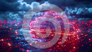 USA cybersecurity network with cloud computing and IoT technology digitally rendered. Concept