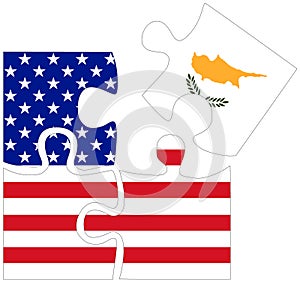 USA - Cyprus : puzzle shapes with flag