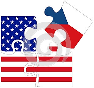 USA - Czechia : puzzle shapes with flag