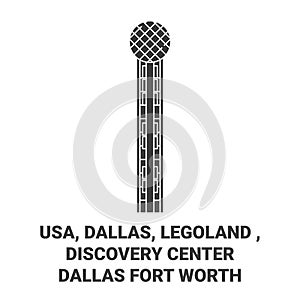 Usa, Dallas, Legoland , Discovery Center Dallas Fort Worth travel landmark vector illustration