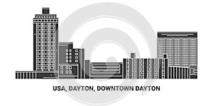 Usa, Dayton, Downtown Dayton, travel landmark vector illustration