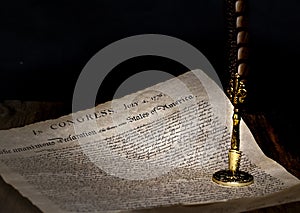 USA Declaration of Independence with Feather Quill photo