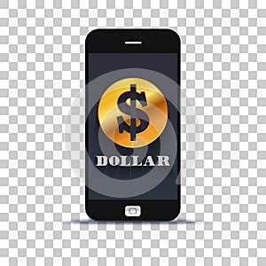 USA Dollar exchange application for mobile pone pasted on photo paper