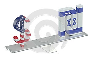 USA Dollar with Israeli Shekel, balance concept