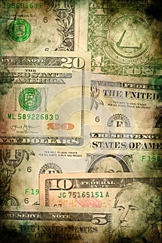 USA dollar money banknotes texture grunge background