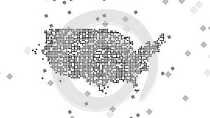 USA Dotted Map Networking Dot Motion Graphic 4K. The appearance and disappearance of the map of abstract USA.