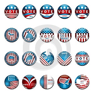 USA election vote badges collection. Vector illustration decorative design