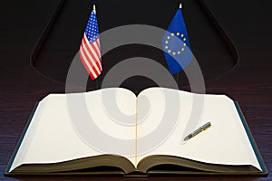 USA and EU (European Union) relations concept