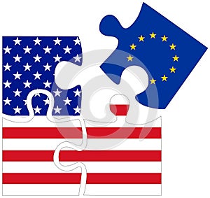 USA - EU : puzzle shapes with flags