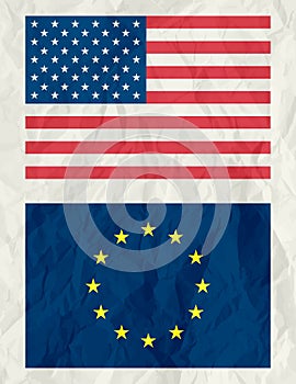 Usa and euro flag ,vector