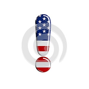 USA exclamation point - 3d american flag symbol - American way of life, politics  or economics concept