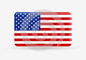 USA flag 3d icon. American national symbol. United Sates emblem. Vector illustration