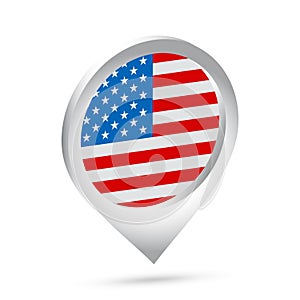 USA flag 3d pin icon