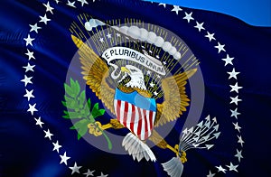 USA flag. 3D Waving flag design. The national symbol of USA, 3D rendering. United States President National colors. National flag