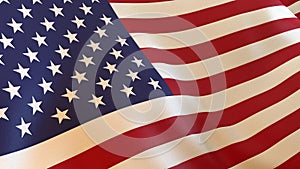 American Flag USA Flag Close up Side Angle 3d render