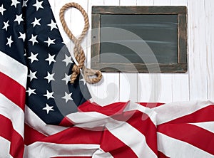USA flag. American flag on wood background.