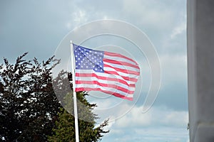 USA flag at Bastogne WW2 memorial Belgium