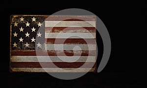 USA flag on black background with space on the right to put letters photo