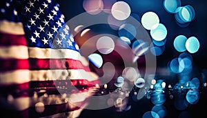 USA Flag Bokeh: Blurred Background of American Pride - Generative AI