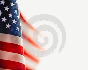 USA flag in bright sunlight. US American flag for 4th of July, Memorial Day, Veteran's Day, or other