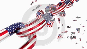 Usa flag broken chain freedom separation deviging - 3d rendering