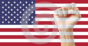 USA flag clenched fist