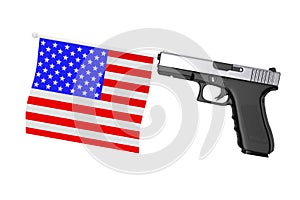 USA Flag Comming Out from Modern Gun. 3d Rendering