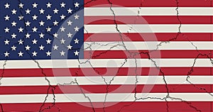 USA Flag crushed and cracked