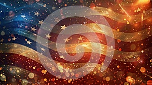 USA Flag Fireworks: Patriotic Celebration Design for Independence Day - Stock Photo