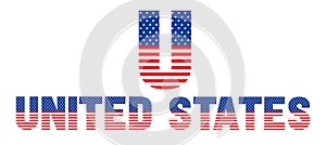 USA flag flat style united states alphabet letter font design set. alphabet typography American Flag style.