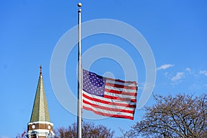 USA Flag Flying at half-staff