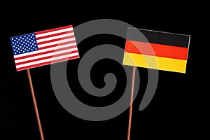 USA flag with German flag on black