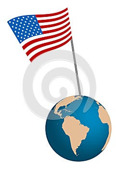 USA Flag with globe