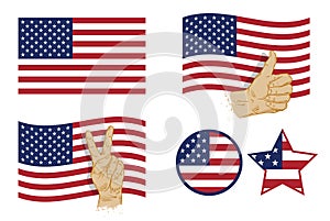 USA flag icon set. vector illustration