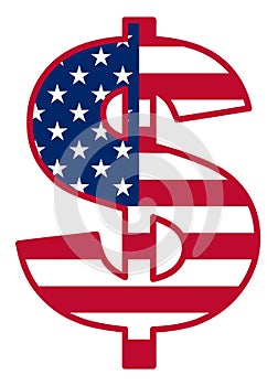 USA flag inside dollar symbol