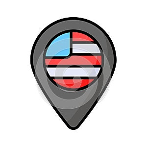 Usa flag inside location pin denoting, usa location vector design