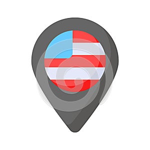 Usa flag inside location pin denoting, usa location vector design