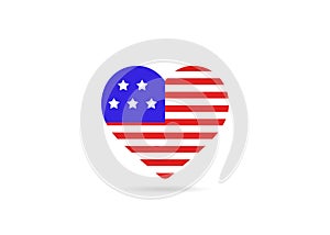 USA flag inside love or heart shape