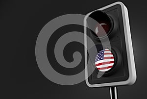 USA flag inside traffic light